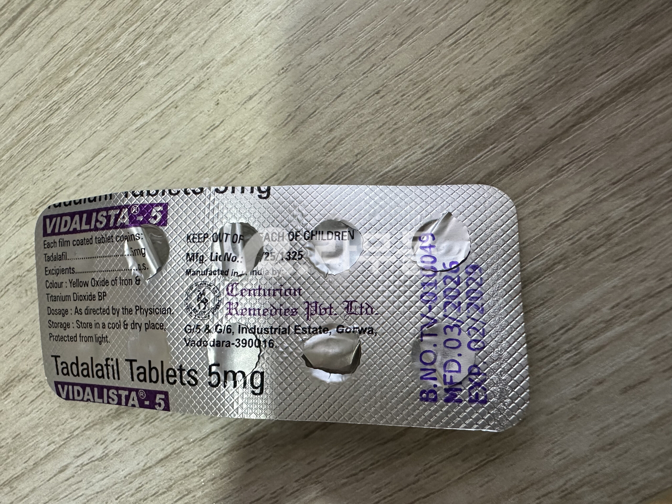비달리스타 5mg 직구 후기